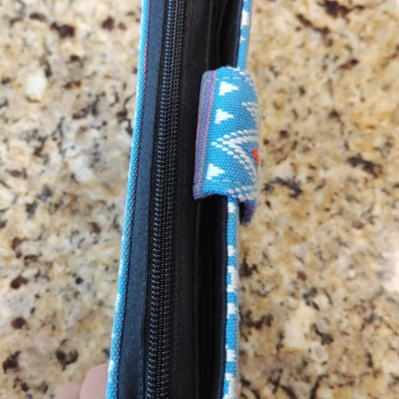 Blue Patterned Women's Fabric Clutch Wallet - Picture 9 of 12